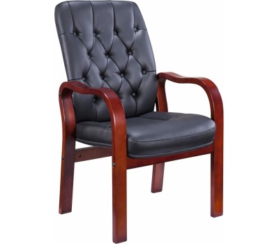 Кресло посетителя EVERPROF Monaco Wood CF Экокожа Черный