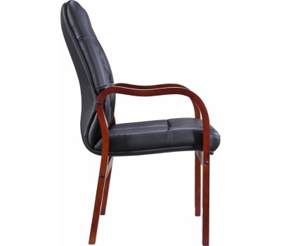 Кресло посетителя EVERPROF Monaco Wood CF Экокожа Черный
