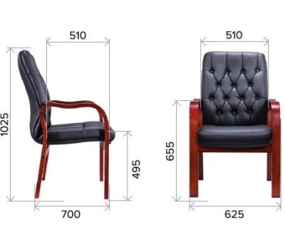 Кресло посетителя EVERPROF Monaco Wood CF Экокожа Черный