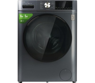 Стиральная машина Centek CT-1952 (серый) 1400 / 8кг / 52см / 11пр /Дисплей/ INVERTER /Сушка 5кг/A+++