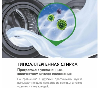 Стиральная машина Centek CT-1952 (серый) 1400 / 8кг / 52см / 11пр /Дисплей/ INVERTER /Сушка 5кг/A+++