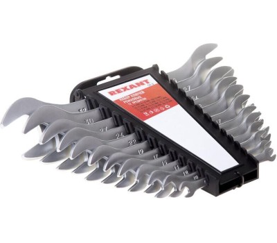 Рожковый ключ REXANT (12-5845) Набор ключей рожковых 6-32мм 12 предметов CrV, зеркальное хромирование