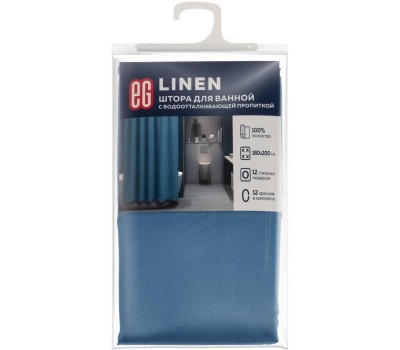 Штора для ванной ЕГ (541) LINEN Штора для ванной Голубая