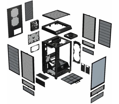 Корпус для ПК THERMALTAKE Корпус The Tower 200/Black/Win/SPCC/Tempered Glass*1/CT140 Fan*2/Color Box