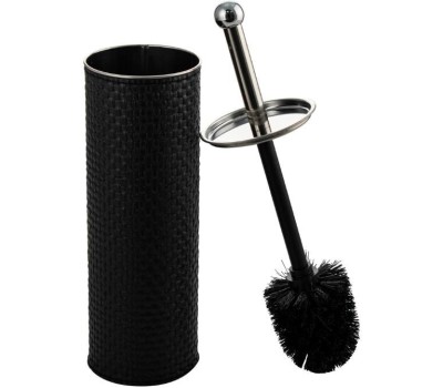 САНАКС - Ёрш для унитаза напольный, кожанные вставки с ВЫДЕЛКОЙ, из нержавеющей стали марки 410, 1107