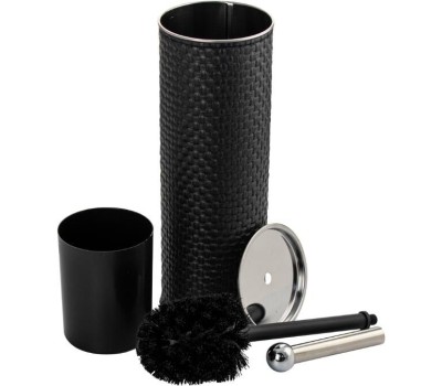 САНАКС - Ёрш для унитаза напольный, кожанные вставки с ВЫДЕЛКОЙ, из нержавеющей стали марки 410, 1107