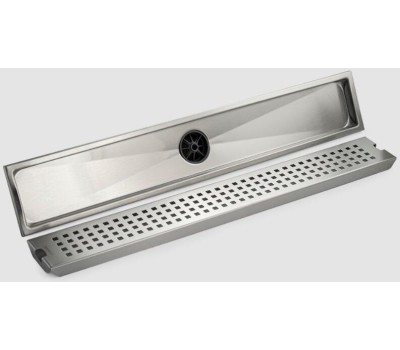 САНАКС - Трап линейный 600 х 100 мм, вертикальный выпуск, с сухим мембранным клапаном, из нержавеющей стали, цвет САТИН. 00043