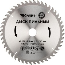 Диск пильный KRANZ (KR-92-0128) Диск пильный 250 мм х 48 зуб х 32/30 мм