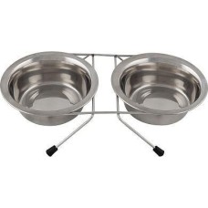 ПОДСТАВКА с двумя мисками для животных, нержавеющая сталь, 300 мл (107306)