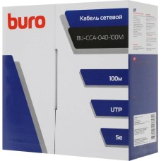 BURO Кабель сетевой BU-CCA-040-100M UTP 4 пары cat.5E solid 0.40мм CCA 100м серый