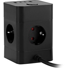 BURO Сетевой удлинитель BU-PTE4.1UC-Plus-B 1.5м (4 розетки) черный (коробка)