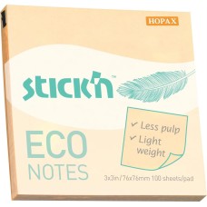 STICK`N Блок самоклеящийся бумажный ECO 21745 76x76мм 100лист. 60г/м2 пастель желтый