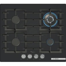 BOSCH Газовая варочная панель PPH6A6I40O, 4 конфорки, закаленное стекло, черный