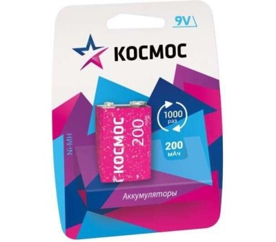 Аккумулятор КОСМОС KOCNI-MH6F22(200MAH)