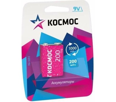 Аккумулятор КОСМОС KOCNI-MH6F22(200MAH)