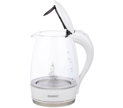 Чайник электрический ENERGY E-262 (1.7л) стекло пластик белый (164104)
