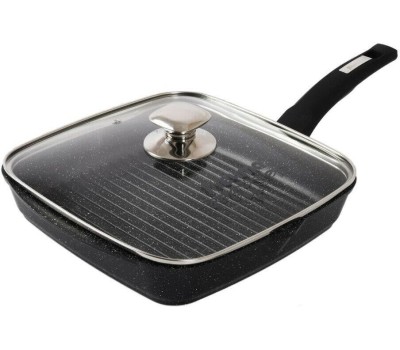 Сковорода МЕЧТА С64802 Гранит black 24*24см с несъемной ручкой и стекл. крышкой