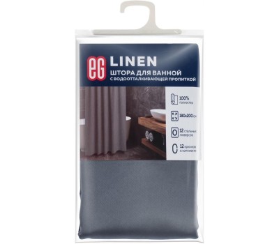 Штора для ванной ЕГ (540) LINEN Штора для ванной Серая