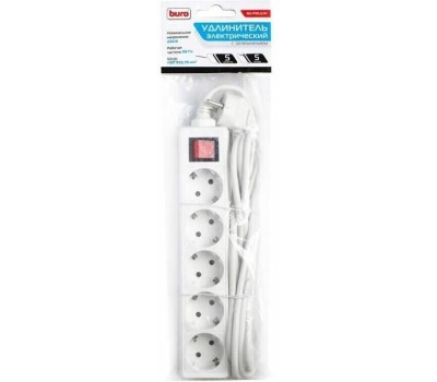 Сетевой удлинитель BURO BU-PS5.5/W, 5м, белый