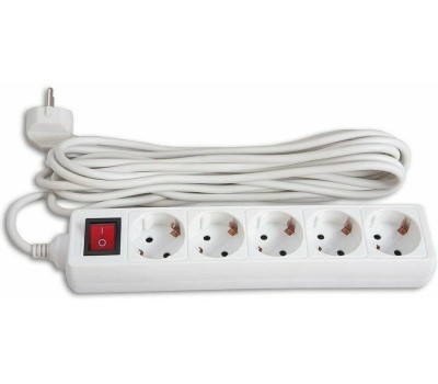 Сетевой удлинитель BURO BU-PS5.5/W, 5м, белый