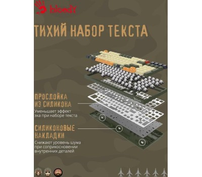 Клавиатура A4TECH Клавиатура Bloody S98 Aviator, проводная, USB, механическая, зеленый