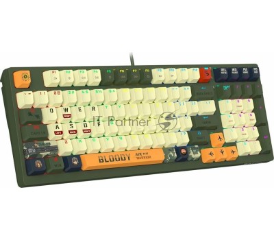 Клавиатура A4TECH Клавиатура Bloody S98 Aviator, проводная, USB, механическая, зеленый