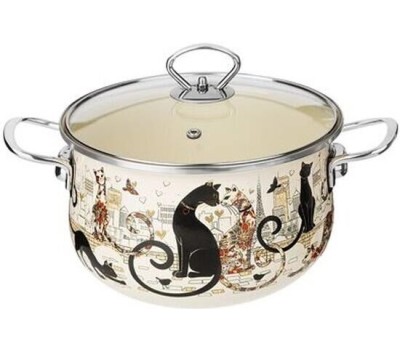 Кастрюля AGNESS КАСТРЮЛЯ ЭМАЛИРОВАННАЯ СО СТЕКЛЯННОЙ КРЫШКОЙ СЕРИЯ 