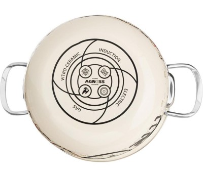 Кастрюля AGNESS КАСТРЮЛЯ ЭМАЛИРОВАННАЯ СО СТЕКЛЯННОЙ КРЫШКОЙ СЕРИЯ 