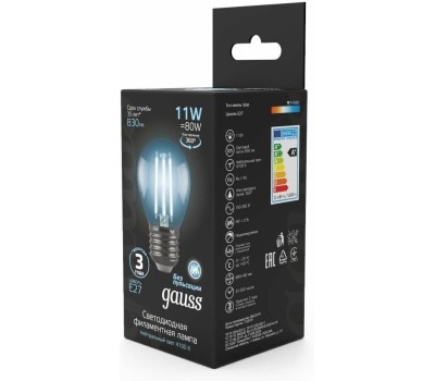 GAUSS Лампа LED E27, шар, 11Вт, одна шт. [105802211]