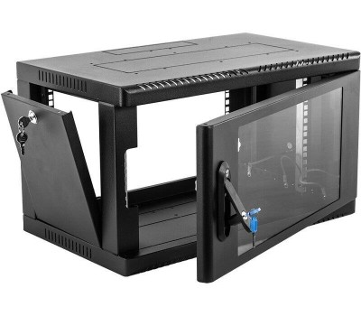 ЦМО Шкаф коммутационный ШРН-6.350-9005 настенный, стеклянная передняя дверь, 6U, 600x346x350 мм