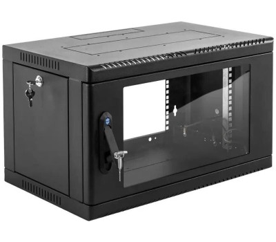 ЦМО Шкаф коммутационный ШРН-6.350-9005 настенный, стеклянная передняя дверь, 6U, 600x346x350 мм