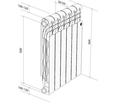 Радиатор ROYAL THERMO Радиатор Revolution Bimetall 500 2.0/Silver Satin – 4 секц