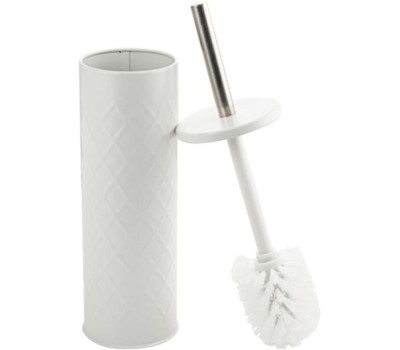 САНАКС - Ёрш для унитаза напольный, БЕЛЫЙ, эмаль с узором, из нержавеющей стали марки 410, 1507