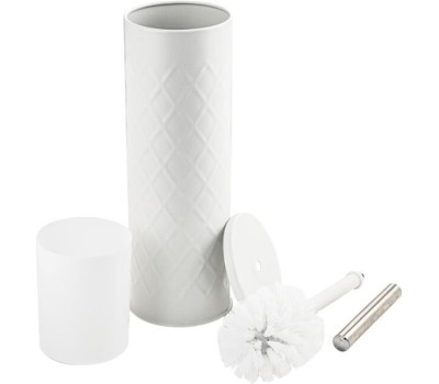 САНАКС - Ёрш для унитаза напольный, БЕЛЫЙ, эмаль с узором, из нержавеющей стали марки 410, 1507