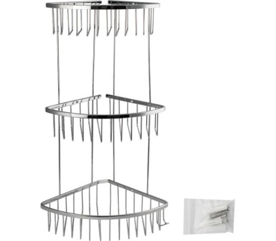 САНАКС - Полочка угловая, овальная, тройная, 25х22х18 см, из нержавеющей стали 75058