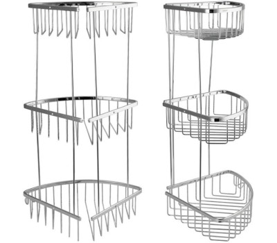 САНАКС - Полочка угловая, овальная, тройная, 25х22х18 см, из нержавеющей стали 75058