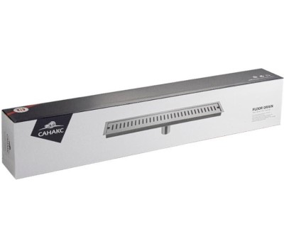 САНАКС - Трап линейный 600 х 100 мм, вертикальный выпуск с гидрозатвором, с верхним бортиком, из нержавеющей стали марки SUS 304, цвет ЧЁРНЫЙ. 00049-B