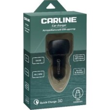 Автомобильное зарядное устройство CARLINE CH-2QC адаптер 2хUSB Quick Charge 3.0 в прикуриватель 12В черный в коробке