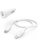 HAMA Автомобильное зарядное устройство H-183297, USB-C, 8-pin Lightning, 18Вт, 3A, белый [00183297]