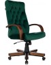 Кресло компьютерное БЮРОКРАТ Кресло руководителя T-9928WALNUT Fabric зеленый Italia Green крестов. металл/дерево