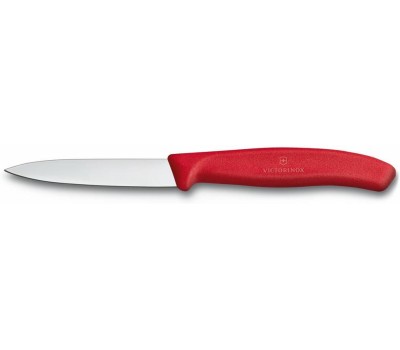 VICTORINOX Нож кухонный Swiss Classic (6.7601) стальной разделочный для овощей лезв.80мм прямая заточка красный