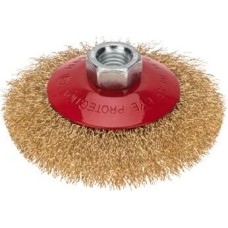 KRANZ Щетка коническая для УШМ, витая латунированная проволока, 100мм, М14