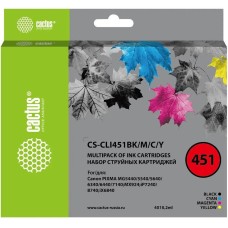 Картридж струйный CACTUS Картридж струйный CS-CLI451BK/M/C/Y черный/голубой/желтый/пурпурный набор (48мл) для Canon MG6340/5440/IP7240 с чипом