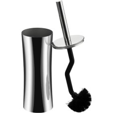 САНАКС - Ёрш для унитаза напольный, круглый, ПРЕМИУМ, с ИЗОГНУТЫМ ЁРШИКОМ, из нержавеющей полированной стали 201 1027