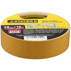 STAYER 38 мм, 10 м, на полипропиленовой основе, двухсторонняя клейкая лента (1221-38-10)
