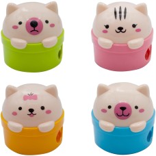 SILWERHOF Точилка для карандашей ручная Cute Солнечная коллекция 2 отверстия пластик ассорти коробка