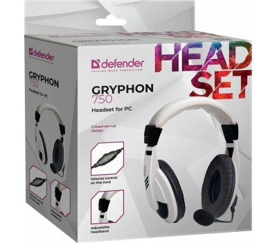 Наушники-гарнитура DEFENDER (63747) GRYPHON 750 белый