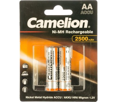Аккумулятор CAMELION (6107) AA-2500mAh Ni-Mh BL-2 (NH-AA2500BP2, аккумулятор,1.2В)