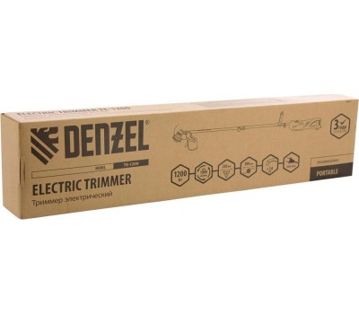 Триммеры DENZEL Триммер электрический TE-1200, 1200 Вт, 380 мм, катушка, диск, разборная штанга 96611 (1 коробка)