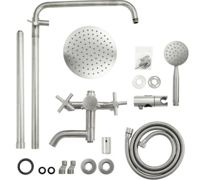 Душевой комплект MAGNUS 9238 Смеситель+стойка душевая тропический душ металлокерамика, с двумя лейками из нержавеющей стали марка 304